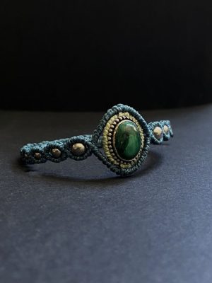 Bracelet malachite rainurée bleu 2