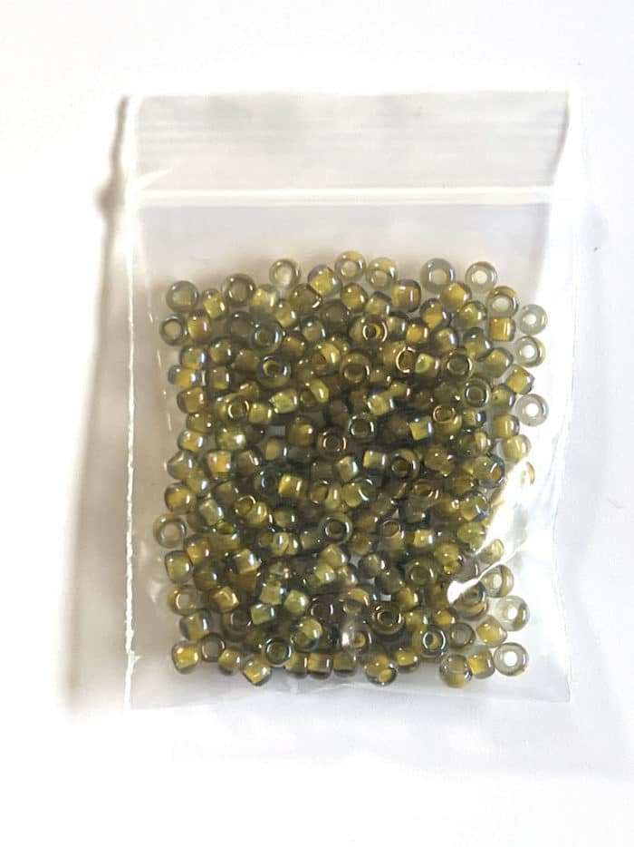 Perles de rocaille - kaki irisé sachet