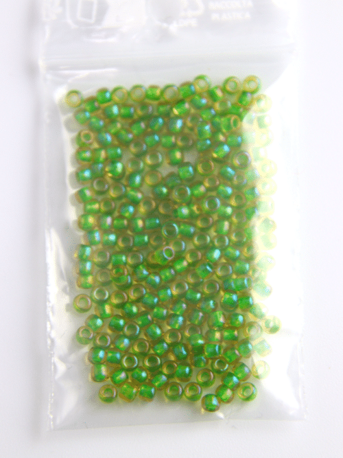 Perles de rocaille - vert pomme irisé 393 sachet